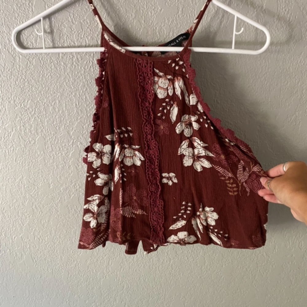 Kendall & Kylie red floral tank top